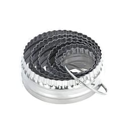 SurgeHai Fluted Cookie Cutters- Round Biscuit Cutters Set of 6 Pieces, Double Sided Fluted and Plain Edge Cookie Cutters, Stainless Steel