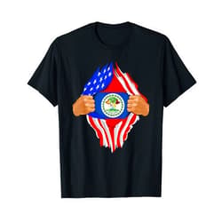 USA National Flag Pride Country Roots Retro Outfit Belizean Blood Inside Me | Belize Flag Gift T-Shirt