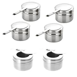 TIANXIALAWU 6PCS Stainless Steel Fuel Holder with Safety Cover, Chafer Wick Fuel Holder, Buffet Warmer Warming Trays Perfect for Buffets and Catering Events,sterno holder,chafing dish fuel holder