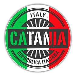 Novlandia1 Catania Italy World Flag Stamp Bumper Sticker | Car Decor, Laptop Computer, Water Bottle, Wall, Window Waterproof Vinyl Decal