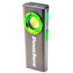 POWERSMITH Rechargeable Work Light, Power Bank 1200 Lumen Slim Flat Flashlight with Metal Housing, Magnetic Pocket Clip, USB-C Charging Cable, IPX7 Waterproof, and 2 Year Warranty (PLR12F2S)