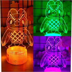 Mzcyfuy Animal Crossing 3D Night Light, 16 Color Changing Cartoon USB Desk Lamp Illusion Lighting with Remote Control for Home Decor Gift for Kids (Owlette)