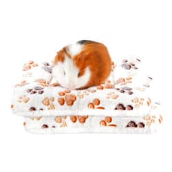 Amakunft 2 Pcs Guinea Pig Bed Mat Washable, Rabbit Winter Bed Pad for Indoor, Warm Small Animal Bed Mattres, Fleece Sleeping Pad for Bunny, Rat, Hedgehog, Sugar Glider, Chinchilla (Paw, Medium)