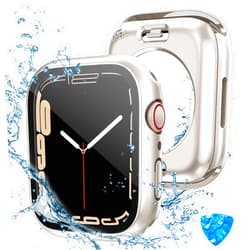 Tensea (2 in 1) for Waterproof Apple Watch Screen Protector Case Series 9 8 7 41mm Accessories, iWatch Protective PC Face Cover Built-in Tempered Glass Film, Front & Back Bumper for Women Men, 41 mm