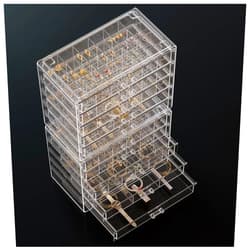 ProCase Acrylic Earrings Holder Organizer Box, Large Clear Earring Jewelry Storage Organizer Box Transparent Stackable Drawers Jewelry Display for Earrings Necklace Bracelets Rings - 10 Layers
