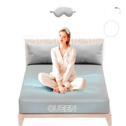 QIICMER Grounding Sheets，Grounding Sheets Queen for Better Help Sleep，Grounding Sheet with Grounding Cord,Soft Grounding Fitted Sheets,Earthing Sheets with Organic Cotton Pure& Silver Fiber(Queen)