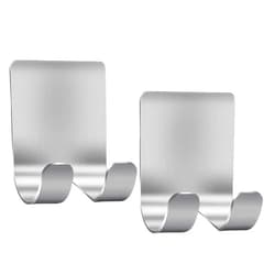 Luckyiren Razor Holder Shaver Hook Hanger Stand(2 Pack)Self Adhesive Stainless Steel Heavy Duty Utility Storage Hook,Shower Hook for Razor,Bathroom Kitchen Organizer for Plug Robe Towel Loofah Bathrobe Coat