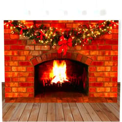 BewFar 7X5FT Christmas Fireplace Photography Backdrop Red Brick Wall Christmas Wreath Decor Background for Xmas Party Cake Smash Supplies Photo Booth Prop
