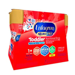 Enfagrow NeuroPro Toddler Nutritional Drink, Made with Real Milk, Brain-Building Omega-3 DHA, Nutrients and Prebiotics for Growth & Immune Support, Non-GMO, Toddler Milk Powder, 8 Fl Oz, 6 Count