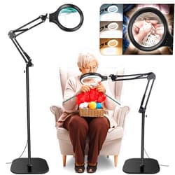 NZQXJXZ 30X 10X Large Floor Magnifying Glass with Light and Stand,36 LED Adjustable Height Floor Magnifying Lamp,2 in 1 Lighted Magnifiers for Close Work, Sewing,Crafts,Hobbies