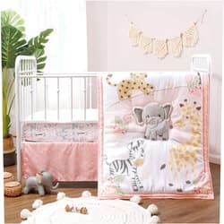 The Peanutshell 3 Piece Baby Crib Bedding Set for Girls - Newborn, Infant & Toddler Nursery Bed Set Decor with Fitted Crib Sheet, Dust Ruffle, Crib Comforter - Wildest Dreams