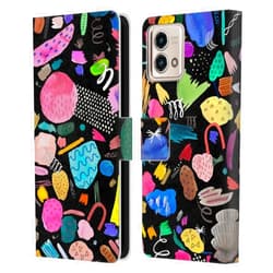 Head Case Designs Officially Licensed Ninola Doodles and Marks Black Abstract 3 Leather Book Wallet Case Cover Compatible with Motorola Moto G Stylus 5G 2023