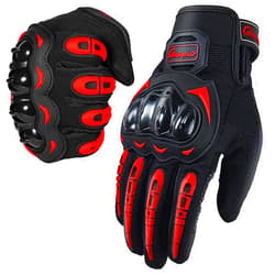 BIHAIZG Motorcycle Gloves for Men and Women Full Finger Touchscreen Mountain Dirt Bike Gloves for Powersports BMX ATV MTB Driving Motocross Cycling Gloves(L, Red)
