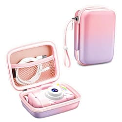 Fintie Kids Camera Case Compatible with Goopow/Mgaolo/CIMELR/Seckton/GKTZ/Desuccus/OZMI/Agoigo/Ourlife/Unicorn Kids Camera Toys & Video Camera, Hard Carrying Bag with Inner Pocket, Fantacy Ombre