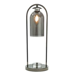 Benzara Benjara BM309037 21 in. Cylinder Glass Shade Round Base Table Lamp Rustic Nickel Gray