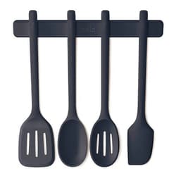 bella 5-Piece Kitchen Tool Set with Magnetic Rack, Silicone, Turner, Spoon, Slotted Spoon, Spatula, Utensil Holder, Magnetic Holder, Non-toxic*, Food-grade, Heat safe to 425°F, Dishwasher Safe, Slate
