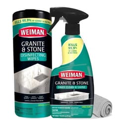 Weiman Disinfectant Granite Cleaner Kit - Safely Clean Disinfect and Shine Granite Marble Soapstone Quartz Quartzite Slate Limestone Corian Laminate Tile Countertops - Packaging May Vary