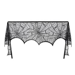 Pangda Halloween Cobweb Fireplace Scarf Mantle Scarf Spider Web Decorations Black Mantle Scarves Cover Lace Runner for Halloween Christmas Party Door Window Decoration, 18 x 96 inch