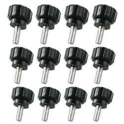 ZZLZX M4 x 10 mm Thumbscrew ZZLZX 12PCS M4 x 10 mm Carbon Steel Threaded Knurled Thumb Screw, Black Round Grip Knobs Thumb Screw for Machinery Latche, Clamping Screws