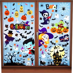 Enwokran Halloween Window Clings Halloween Window Stickers Decorations, Cute Double Sided Removable Halloween Window Decals Indoor and Outdoor Home Decor 9 Sheet