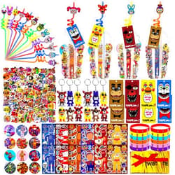 GoGoGoodie Fnaf Party Favors Cups with Thank You Tags-Five Night at Freddy's Party Cups Straws Bracelets Keychains Badges Diy Stickers Horror Video Game Party Supplies for Boys Kids Birthday Party Decorations
