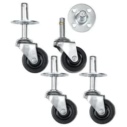 Reliable Hardware Company RH-9006-SET-A Plug Caster Set, Black & Silver 2 inches