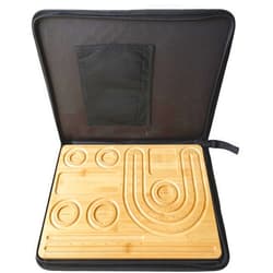 Svartur Combi Bamboo Beading Board with Zipper Storage Case, Imperial Measurements Marked Wood Bead Design Board for Bracelet, Necklace, Bead Mat for Jewelry Making Tray, 15.35 * 11.42 * 0.39