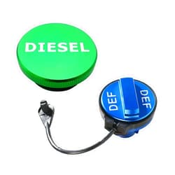 Ywdiml Car Diesel Fuel Cap, 2PCS Aluminium Alloy Magnetic Vehicle Diesel Fuel Cap & Anti-Lost Rope Non-Magnetic DEF Cover Combo Pack, Auto Petrol Tank Lid, Fit for 1500 2500 3500 Trucks