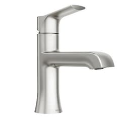 Moen LISO Spot Resist Brushed Nickel One-Handle Bathroom Faucet, One Hole Bathroom Sink Faucet with Optional Deck Plate and Push Down Drain, 84540SRN