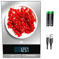 Monarchef Digital Food Scale for Kitchen, Baking, Cooking, and Meal Prep, 10 Unit Measurements, 22 lb Weight Capacity, Stainless Steel Top, Dual Power Option, 15 Features