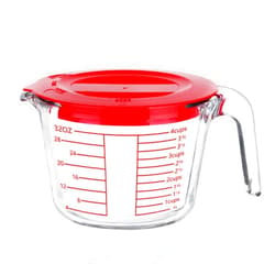 Suyue Y Glass Measuring Cup, 4-Cup Glass Measuring Cups with Lids, Measuring Jugs with Handle Liquid Measuring Cups For Prepping, Baking and Cooking, Dishwasher, Freezer and Microwave Safe