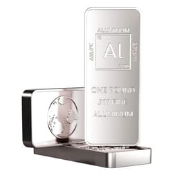 Unique Metals One Bar of 1 Pound (lb) Aluminum Bar Bullion Paperweight with Element Design | .999 Pure Made in USA by Unique Metals