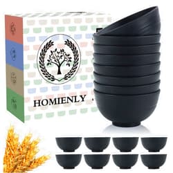 Homienly Wheat Straw Small Bowl Set of 8, Unbreakable Dessert Bowl - 10 OZ, Wheat Straw Mini Bowls for Kitchen, Kids, Microwave and Dishwasher Safe Bowls for Snack, Appetizer, Ice Cream (Black)