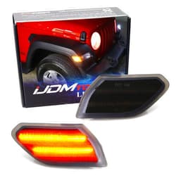iJDMTOY Dark Smoked Lens Amber Full LED Side Marker Light Kit Compatible With Jeep 2018-up Wrangler JL, 2020-up Gladiator, Powered by 27-Diode LED, Replace OEM Amber Sidemarker Lamps
