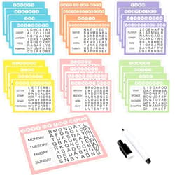 Yeaqee 12 Pcs Word Search Reusable Puzzle Books Large Print Word Search Books for Adults, Alzheimers Products, Dementia Activities with 4 Markers for Elderly Seniors Patients Crossword (Pastel Color)