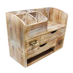 Executive Office Solutions Large Adjustable Wooden Office Desk Organizer for Desktop, Tabletop, or Counter – Wood Storage Shelf Rack – for Office Supplies, Desk Accessories, or Mail - Barnwood (WO13)