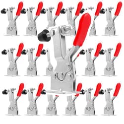 KINJOEK 20 Packs 201B Toggle Clamp Set, 198Lbs Red Adjustable Quick Release Hold Down Clamps Horizontal Hand Tools Bulk for Bench Woodworking Welding