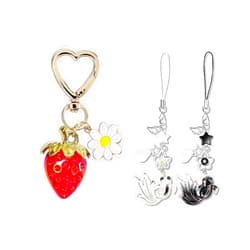 AGAOSH for Cute Cell Phone Charms Star Heart Phone Straps Charms,Cute Strawberry Keychain,Kawaii Heart Flower Daisy Key chains Accessories,Bag Charms,Sweet Heart Keychains Decor for Girls Purse Gift