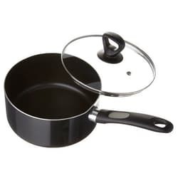 Mirro A7972484 Get A Grip Aluminum Nonstick 3-Quart Saucepan with Glass Lid Cover Cookware, Black