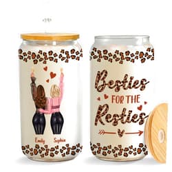 GIFTSV Personalized Best Friend Christmas Birthday Gifts For Women - Friendship Gifts For Women Friends, Cool Gifts For Female Friends, Besties For The Resties - Clear Glass Can