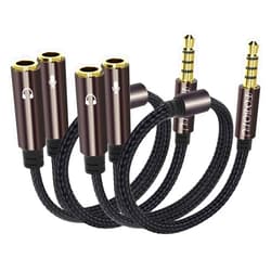 Foboiu 2 Pack Headphone Splitter Adapter, Headset Splitter Separate Headphones and Mic Jack, 3.5mm Splitter for PS4, PS5, Xbox One, Laptop, PC Gaming Headset, Tablet, Smartphone, Switch