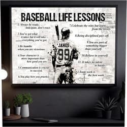 Custom Generic Baseball Life Lessons, Personalized Motivational Baseball Canvas Painting, Inspirational Quotes Wall Art Decor, Poster Gift For Baseball Lovers HAQCVMT16424.1.3, Design 03