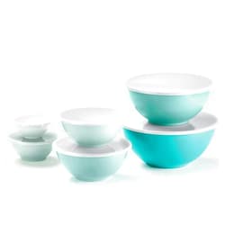KOXIN-KARLU 6-Piece Nesting Melamine Mixing Bowl Set with Lids, Teal Assorted Colors
