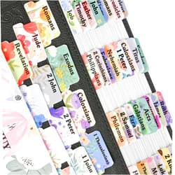 GBYMIUY Bible Tabs, 80 Laminated Bible Book Tabs, Bible Journaling Supplies, Bible Tabs for Women & Men Study Bible, Personalized Bible Index Tabs, Quick Reference, Easy to Read (Floral)