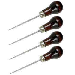 Qoaimu 4 Pcs Scratch Awl Tool, with Gourd Shape Wooden Handle, Leather Awl Punch Tool,Tailors Awl, for Sewing Punching Stitching, Gourd Awl Repair Tool for Leather Craft Cloth