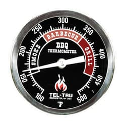 Tel-Tru BQ300 Barbecue Thermometer, 3 inch Black dial with Zones, 2.5 inch stem, 100/500 Degrees F