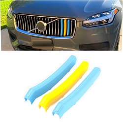 X xotic tech Xotic Tech Sweden Flag Color Tri Grille Insert Trims Strips, Front Center Kidney Grilles Compatible with Volvo XC90 LCI 2nd Gen 2020-up