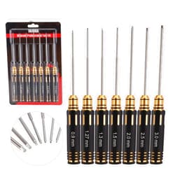 INJORA RC Hex Screw Driver Set-7PCS RC Car Tool Kit 0.9, 1.27, 1.3, 1.5, 2.0, 2.5, 3.0mm Hexagon Allen Screwdriver Wrenches Sets, RC Repair Tool Kit for RC Model Helicopter Drone Boat Car