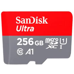 SanDisk 256GB Ultra microSDXC UHS-I Memory Card with Adapter - Up to 150MB/s, C10, U1, Full HD, A1, MicroSD Card - SDSQUAC-256G-GN6MA [New Version]