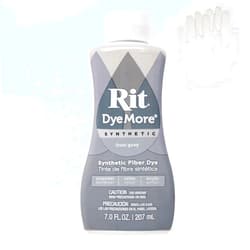 Craft County Rit DyeMore 7 Oz. Synthetic Liquid Fiber Dye Single Pack with Plastic Gloves for Clothing, Décor, and Crafts – Frost Gray